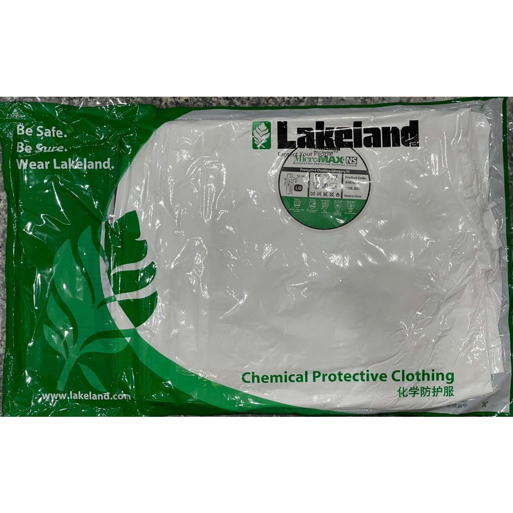 ชุด PPE lakeland type5/6 EN14126 กล่องขาว ซองขาวเขียว สำหรับบุคลากรทางการแพทย์ กันเชื้อ
