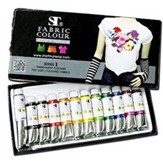 สีเพ้นท์ผ้า สีระบายผ้า Fabric Colour ยี่ห้อ ST ขนาด 5ml.  ชุด12 สี / ชุด 6 สี