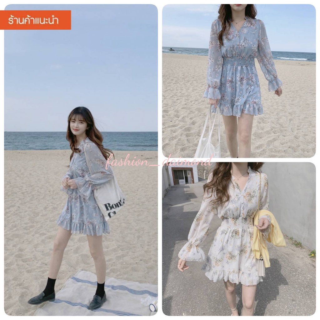 F1039 🔥พร้อมส่ง🔥 ส่งไว ทันใจ ร้านคนไทยค่ะ ❤️ เดรสกระโปรงสั้น ดีเทลเย็บสม๊อคช่วงลำตัว ดีเทลล์สวยมากกก