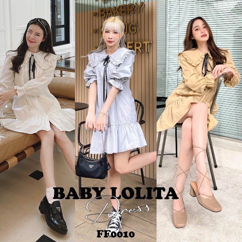 ส่งต่อ Flat2112 สีเทา ใหม่ป้ายห้อย FF0010 Liu Yi Fei dress (Baby lolita dress)