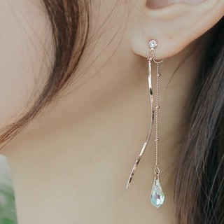 ต่างระย้า คริสตัล swarofski สีรุ้ง- KOREA EARRING ก้านเงินแท้ 92.5 % ต่างหูนำเข้าจากเกาหลี ต่างหูแฟชั่นผู้หญิง 18E364