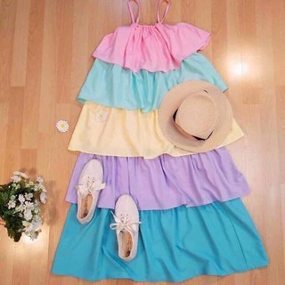 พร้อมส่ง👗เดรสสายรุ้ง ถูกสุด