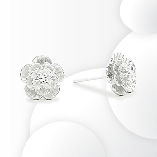 Simple Silver ต่างหูดอกไม้ เงินแท้ 925 Silver Flower Earrings