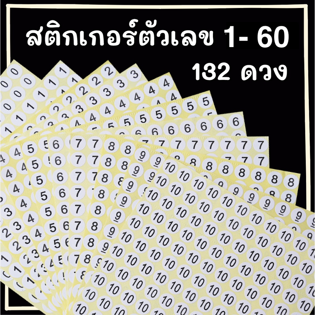 สติกเกอร์ตัวเลข สติ๊กเกอร์ตัวเลข 1-60