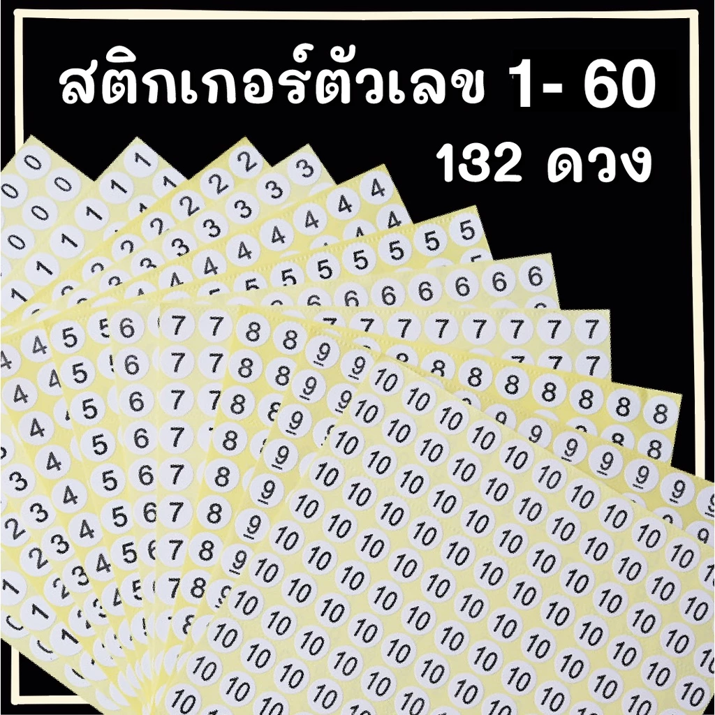 สติกเกอร์ตัวเลข สติ๊กเกอร์ตัวเลข 1-60