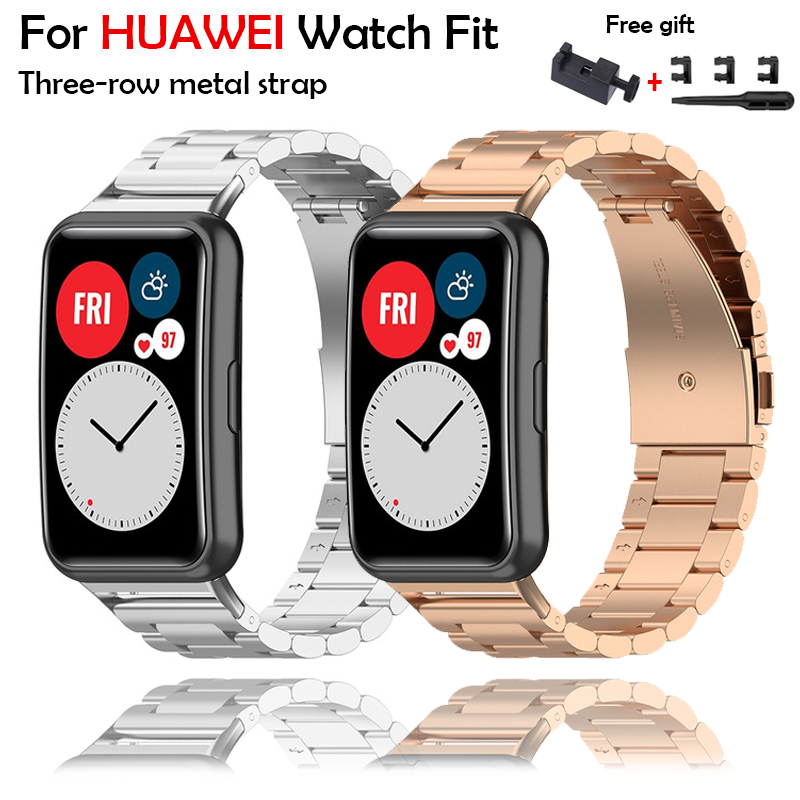 สายนาฬิก สําหรับ Huawei Watch Fit สายนาฬิกาข้อมือ สแตนเลส สําหรับ huawei watch fit อุปกรณ์เสริมสมาร์ทวอทช์