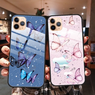 เคสโทรศัพท์มือถือกระจกนิรภัย กันกระแทก กันรอยขีดข่วน ลายผีเสื้อ หรูหรา สําหรับ Samsung Galaxy A33 A53 A73 5G A13 A23 A52 A72 A32 4G A51 A71 A50 A30S