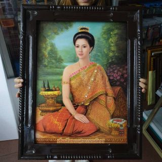 กรอบรูปกระจก ไม้สัก สมเด็จพระสุพรรณกัลยา ติดบ้าน ร้านค้า ของขวัญ ขึ้นบ้านใหม่