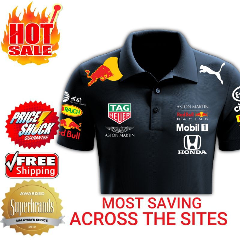 Hot Selling- F1 2020 Red Bull Aston Martin Honda Racing Team Mens Big Size  Short Sleeve Graphic Polo Collar Shirt GRmD | Shopee Thailand