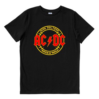 Ac / dc ACDC - แรงดันไฟฟ้าสูง | เสื้อยืด พิมพ์ลายวงดนตรี | เพลงเมอร์ช | Unisex | เสื้อยืด พิมพ์ลายดนตรี | ร็อคคลาสสิก