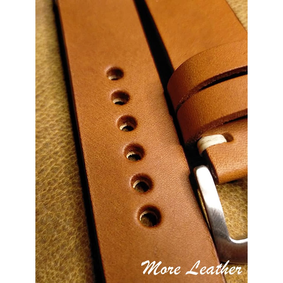 More Leather สายนาฬิกาหนังแท้ 100% สายนาฬิกาแฮนด์เมดสไตล์วินเทจ แถมฟรีสปริง1คู่ ขนาด18mm,20mm,22mm,24mm