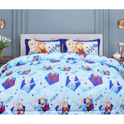 ผ้าปูที่นอน ลาย การ์ตูน KASSA HOME ชุดผ้าปูที่นอน รุ่น Frozen ทวินไซส์ ขนาด 3.5 ฟุต (ชุด 3 ชิ้น) สีฟ้า ตกแต่งห้องเด็ก