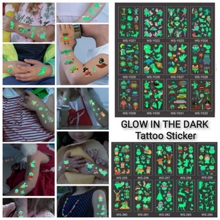 GLOW IN THE DARK Tattoo Sticker ชุดสติ๊กเกอร์แทททูเรืองแสง Christmas