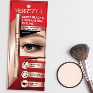 ยกกล่อง 3 แท่ง Merrezca Super Black &amp; Long-Lasting Eyeliner 0.8g  อายไลเนอร์ หัวเมจิกเส้นเรียวเล็ก เมอร์เรซกา เขียนลื่น