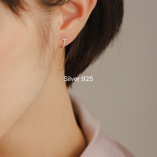 (silver 925) ต่างหูเงินแท้ สไตล์มินิมอล รูปทรงตัวที(ราคาต่อ 1 คู่)