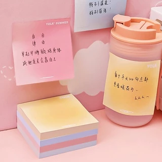 กระดาษโน๊ตเปล่าไล่โทนสีขนาดเล็กน่ารัก 50 แผ่น