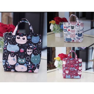 พร้อมส่ง! กระเป๋าผ้า ลายน้องแมว Baby cat