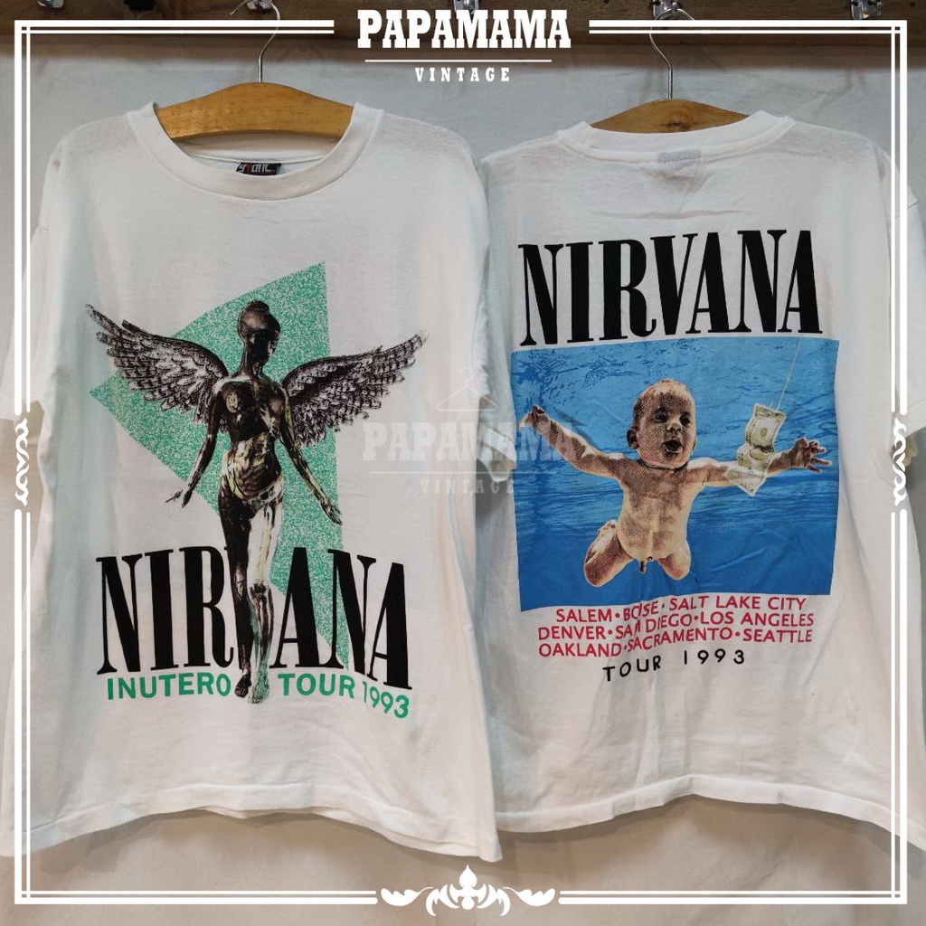 Nirvana ] Inutero Tour 1993 เสื้อวง เสื้อร๊อค เสื้อทัวร์ เนอร์วาน่า  Papamama Vintage | Shopee Thailand