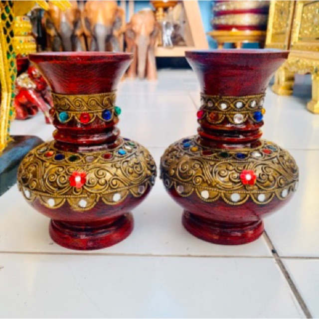 แจกันไม้มะม่วง ลายโบราณ (2ใบ)