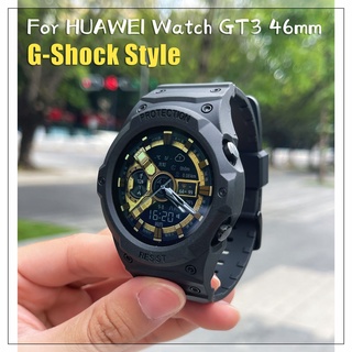 2 in 1 สายนาฬิกาข้อมือซิลิโคน TPU 46 มม. พร้อมเคสป้องกัน สําหรับ Huawei Watch GT3 Huawei Watch GT2 46 มม.