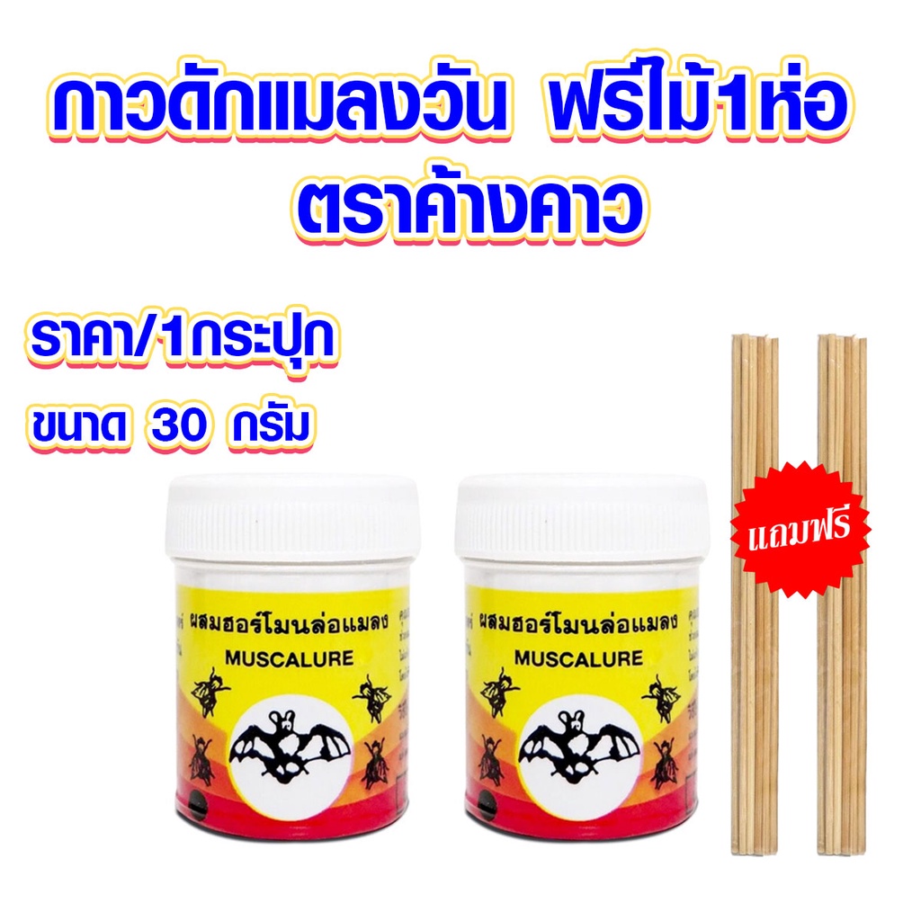 กาวดักแมลงวัน ตราค้างคาว ฟรีไม้1ห่อ จับแมลง ดักแมลง กาว ผสมฮอร์โมน ล่อแมลง แมลงวัน กาวไล่แมลงวัน ไล่แมลงวัน MUSCALURE MK