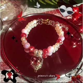 princess diamondจี้แดง กำไลมุกลูกปัดเส้นเดียวในโลกพร้อมส่ง