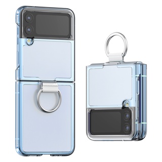 K-max for Samsung Galaxy Z Flip 4 Clear Case with Ring Holder, Slim Fit Shockproof Hard PC Protective Cover for Galaxy Z Flip 4 2022 (Clear)