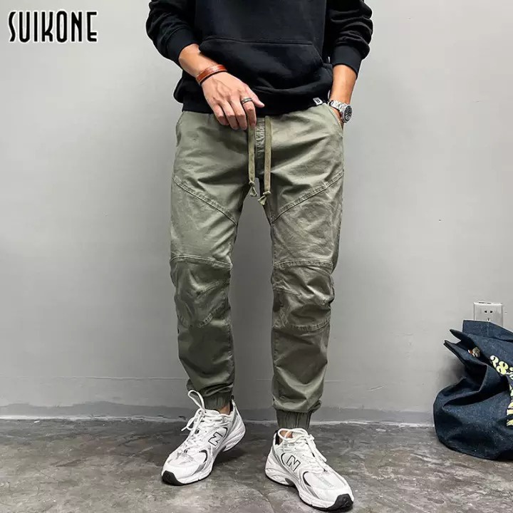 Suikone ชุดเอี๊ยมชายสไตล์ญี่ปุ่นกางเกงขายาวเอวยางยืดทรงหลวม