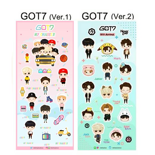 GOT7 : Keychain + PIN Lightstick + Sticker Fanart