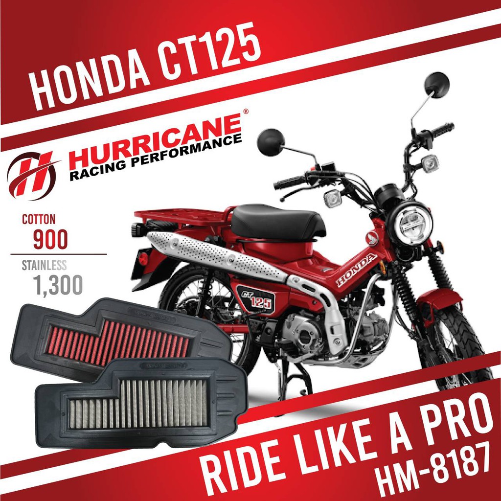 [HM-8187] กรองอากาศ Hurricane สำหรับ Honda CT 125 CT125 Stainless,Cotton (เลส,ผ้า) สามารถทำความสะอาดได้