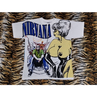 เสื้อ NIRVANA BOOTLEG OVP OVERPRINT ลายเสื้อวง เสื้อวงเนอร์วานา งานบูทเลท การ์ตูน