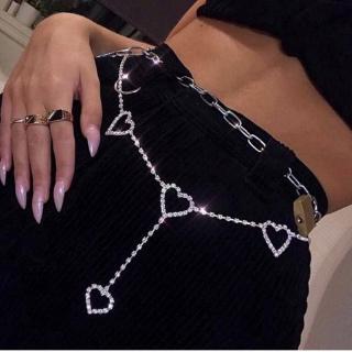 Simple and versatile waist chain metal belt diamond love link belt