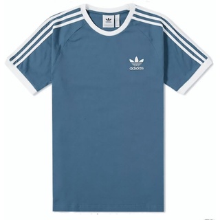 Adidas เสื้อยืดลําลอง แขนสั้น คอกลม พิมพ์ลาย RETRO 3 STRIPE สีกรมท่า