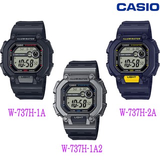 Casio ของแท้ 100% รุ่น W-737H นาฬิกาผู้ชาย สายเรซิ่น พร้อมกล่องและรับประกัน1ปี W737H, W-737, W737