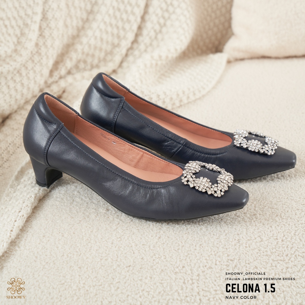 รองเท้าหนังแกะ รุ่น Celona 1.5" Navy color (สีกรมท่า)