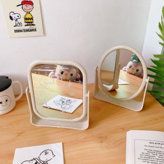 🌠พร้อมส่ง🌠~ กระจกตั้งโต๊ะมีสองด้านสีกากี Cute Little Mirror ~