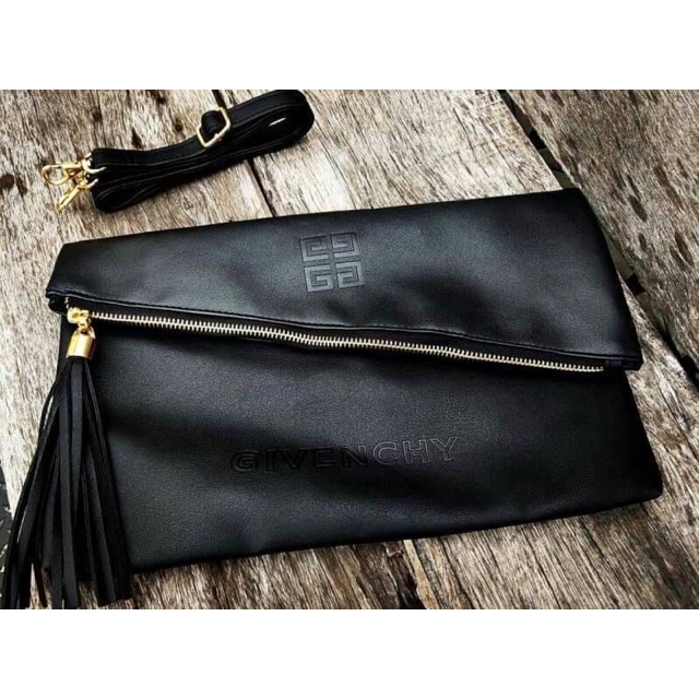 givenchy parfums black leather clutch