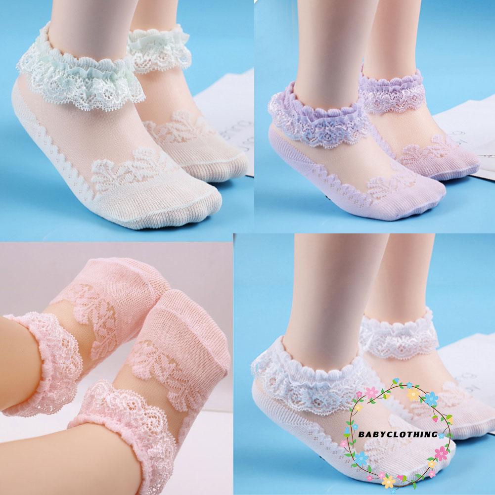 BBCQBaby Girls Lace Princess Socks Cotton Breathable Mesh Ruffled