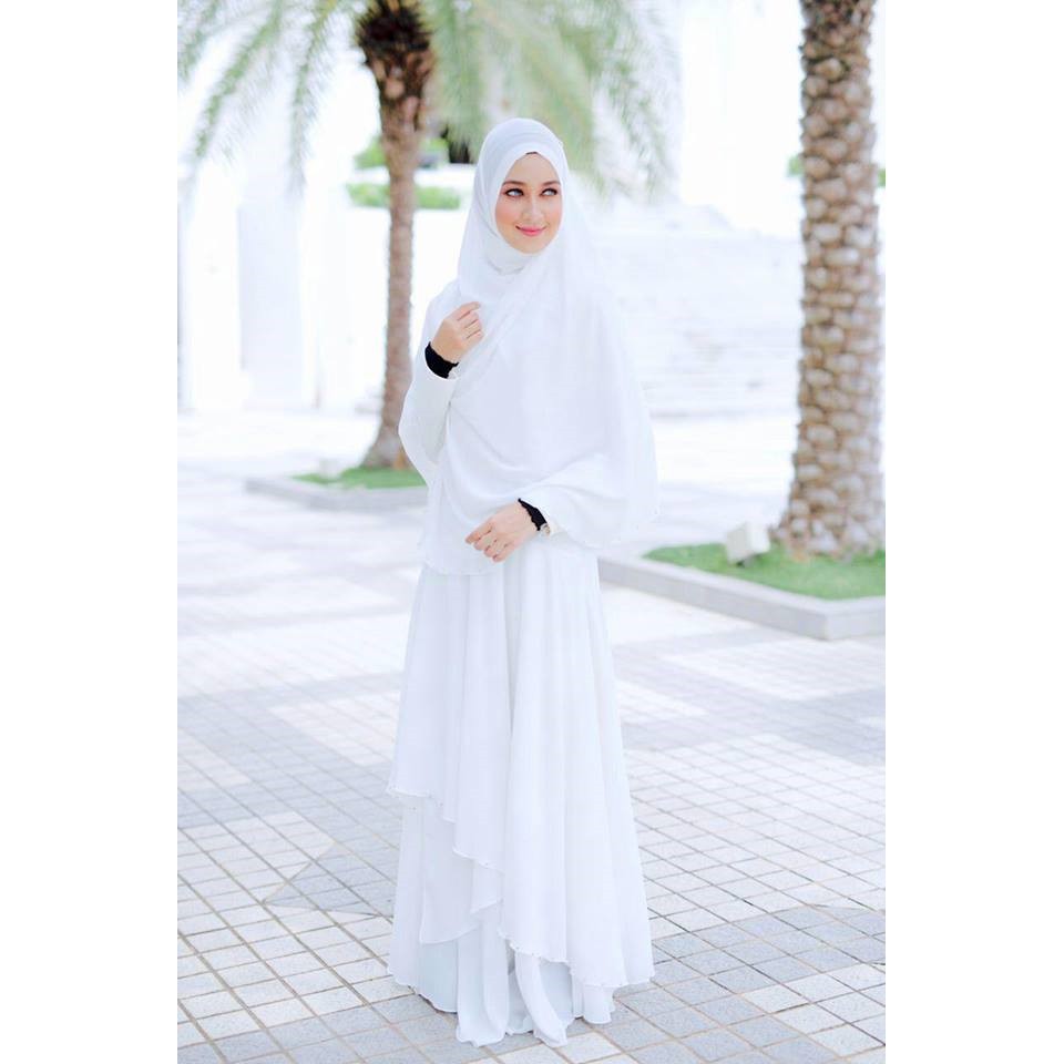 Raudhah Syarie by MSH (1 ชุด - Jubah with Khimar) - ขนาด M & WHITE เท่านั้น