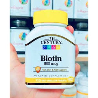 ผลิตภัณฑ์อาหารเสริม 21thCentury Biotin 800 mcg /110 Tablets Hair,Skin&amp;Nail Support สินค้านำเข้า ขายดีอันดับ 1