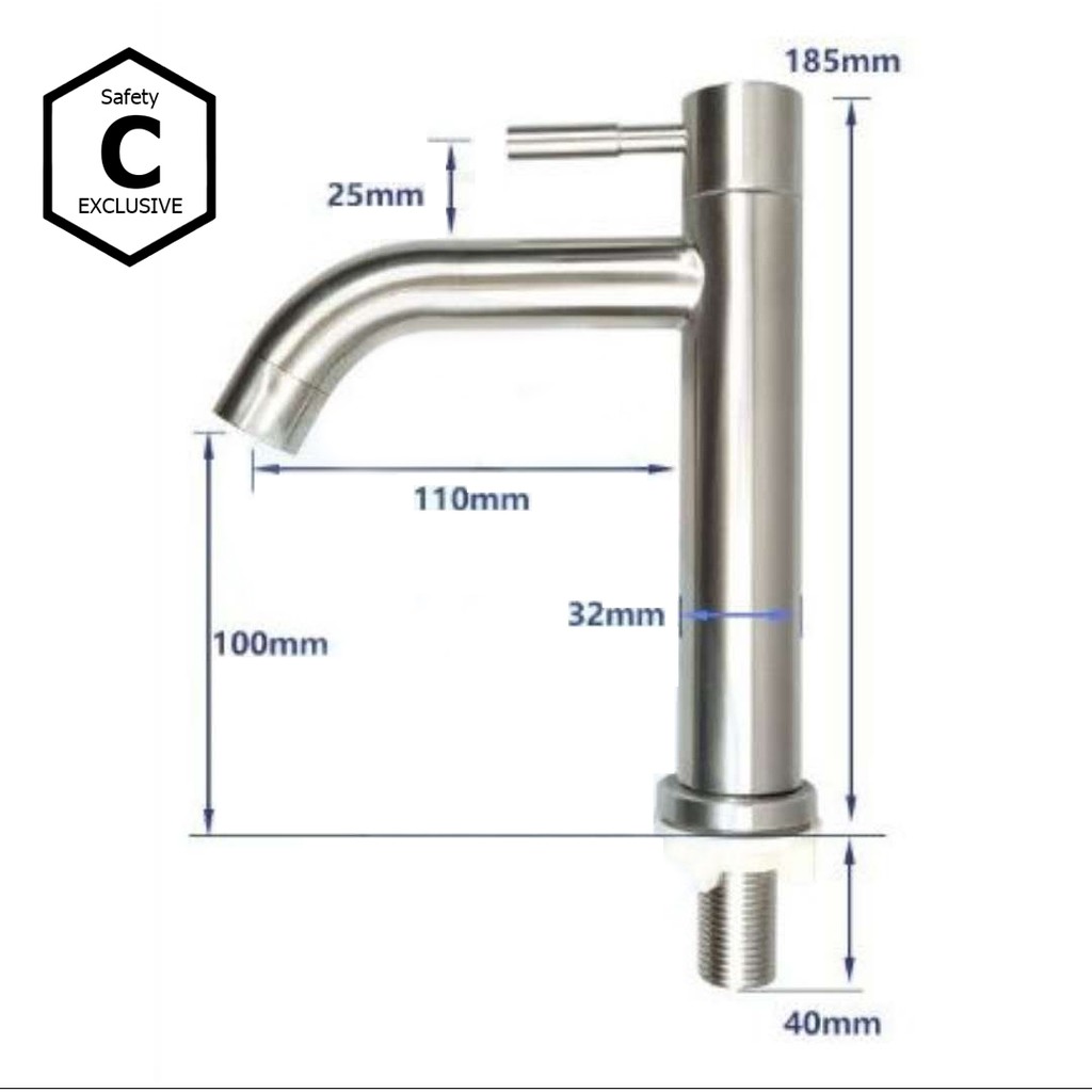 [C_HOME]ก๊อกน้ำอ่างล้างหน้า ทรงสูงหัวไม้ขีด มี2แบบ แบบปากงอและปากตรง วัสดุทำจากสแตนเลส304 - รูปที่ 6