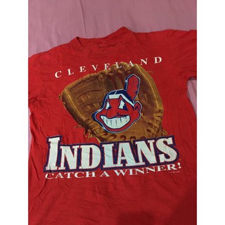 เสื้อยืดผ้าฝ้าย เสื้อยืดมือสอง VINTAGE 1998 CLEVELAND INDIANS Size M มือ2