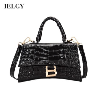 IELGY womens korean style solid color crocodile pattern messenger bag