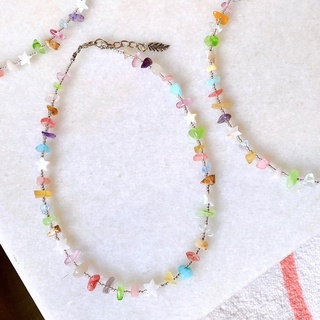 สร้อยคอหินแท้ ทะเล Lillie Pastel Stone mix Necklace