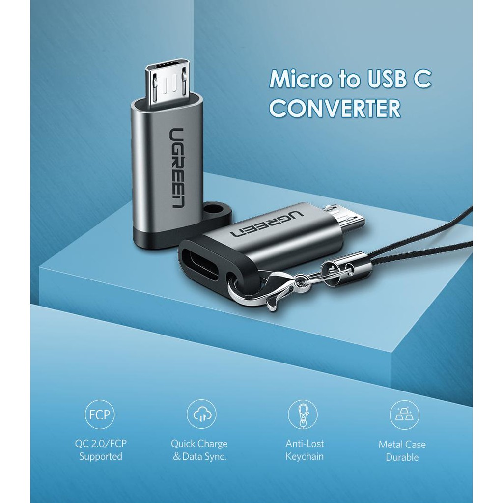 UGREEN USB C Female to Micro USB Male Cable Adapter For All รุ่น 50590 of Handphone with Micro USB Interface Including