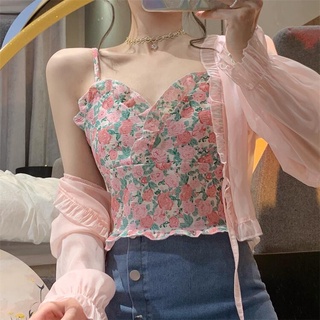 Alice  เสื้อกล้ามผู้หญิง เสื้อสายเดี่ยว ชุด 2 เซต ผู้หญิง ลายดอกไม้ น่ารัก เกาหลี ทันสมัย Beautiful ทันสมัย คุณภาพสูง FS210184 36Z230909