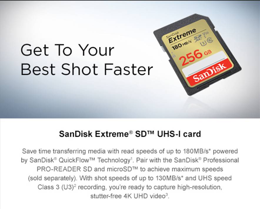 SanDisk Extreme SDXC Card 256GB ความเร็ว อ่าน 180MB/s เขียน 130MB/s (SDSDXVV-256G-GNCIN ...