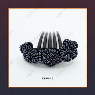 Kruing หวีเสียบคริสตัล 5 ขา ลายดอกไม้