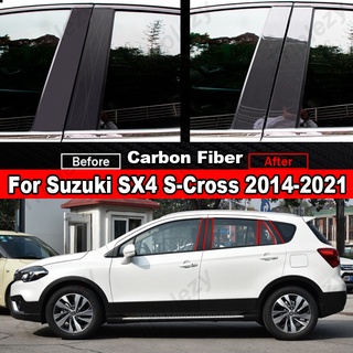 สติกเกอร์คาร์บอนไฟเบอร์ สีดําเงา สําหรับ Suzuki S-Cross Scross SX4 2014-2021 8 ชิ้น