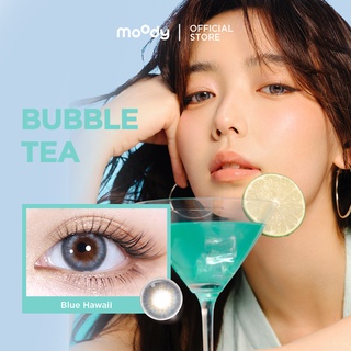 Moody คอนแทคเลนส์สี แบบใช้แล้วทิ้ง ครึ่งปี สีฟ้า Hawaii (0.00 และ -1 ถึง -8) - Bubble Tea